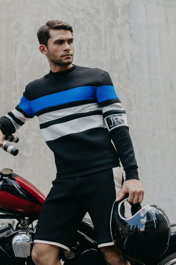 Tri-Colour Neoprene Jumper (Black, Blue And Grey)