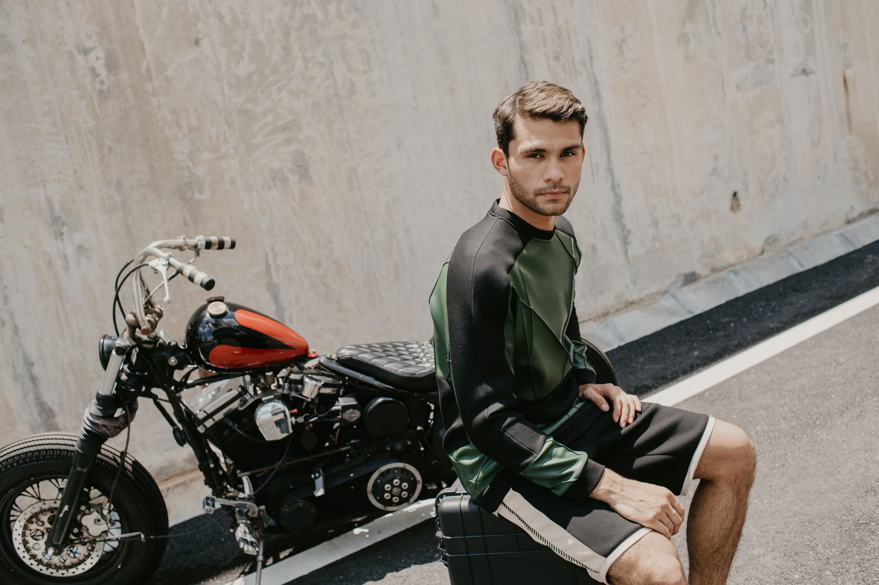 Duo Fabric Leather Jumper (Green Leather With Beige Neoprene) Duo Fabric Leather Jumper (Green Leather With Beige Neoprene)