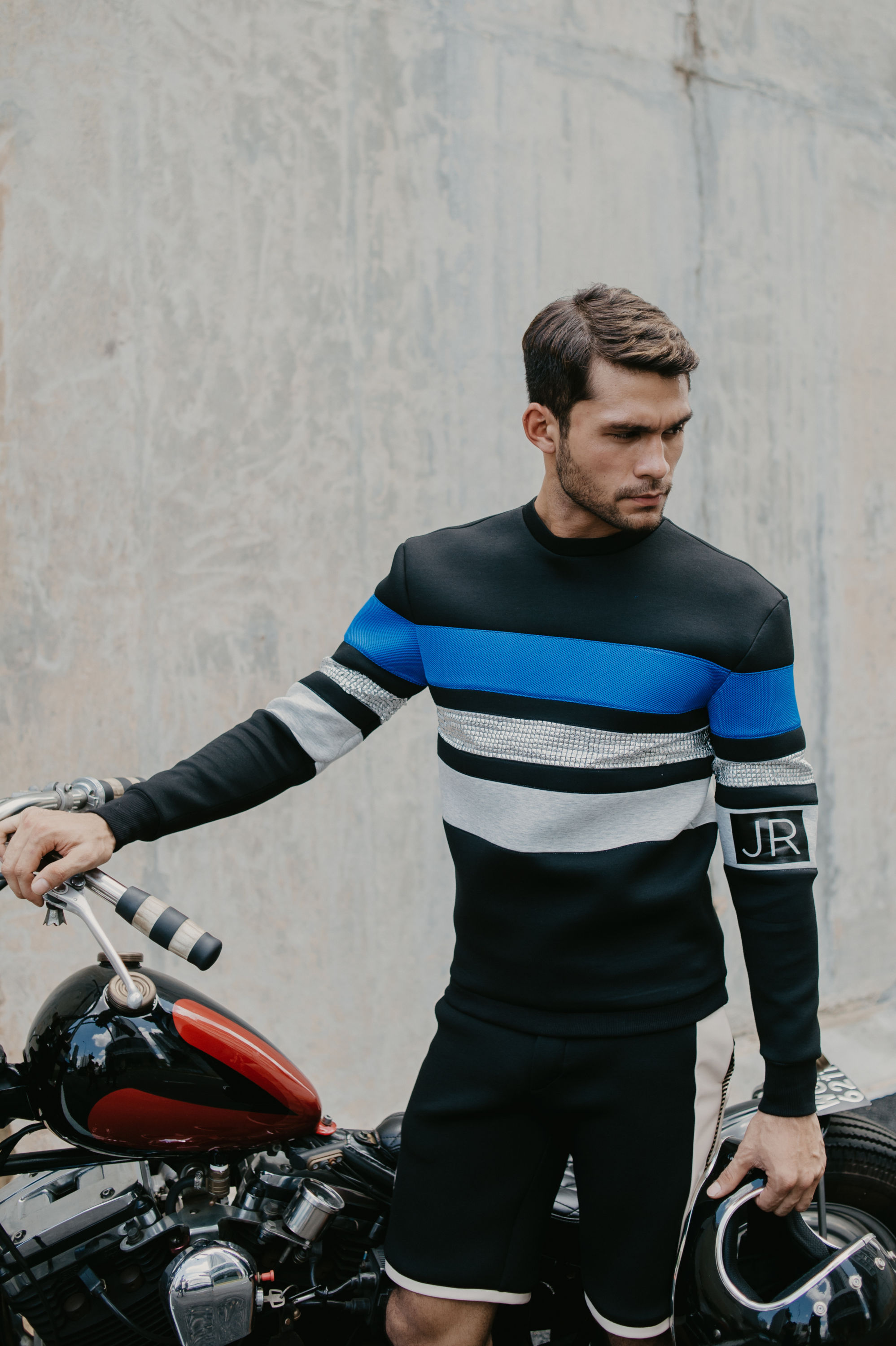 Tri-Colour Neoprene Jumper (Black, Blue And Grey) Tri-Colour Neoprene Jumper (Black, Blue And Grey)