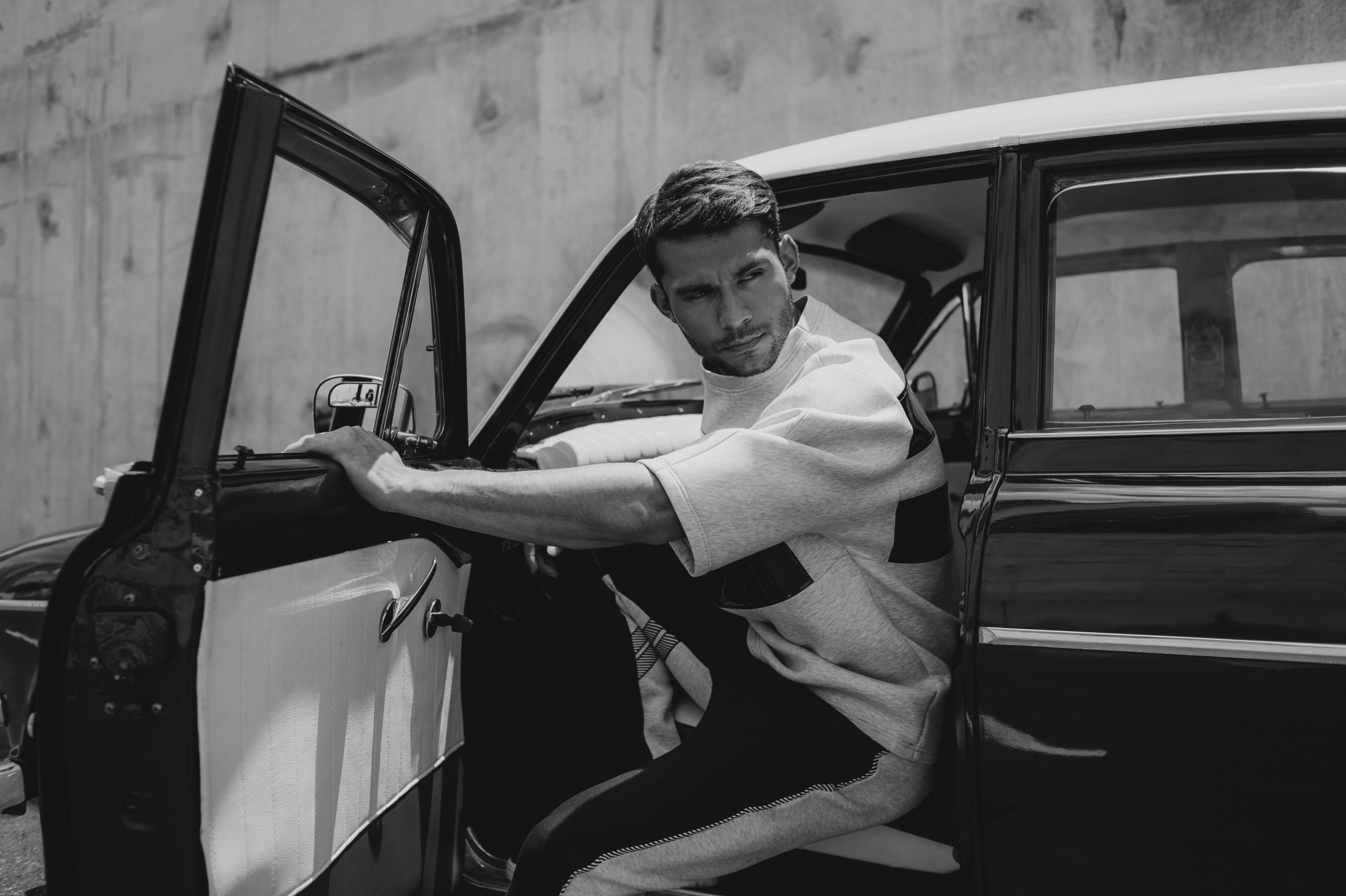 Leather Stripe Neoprene Jumper (Grey) Leather Stripe Neoprene Jumper (Grey)