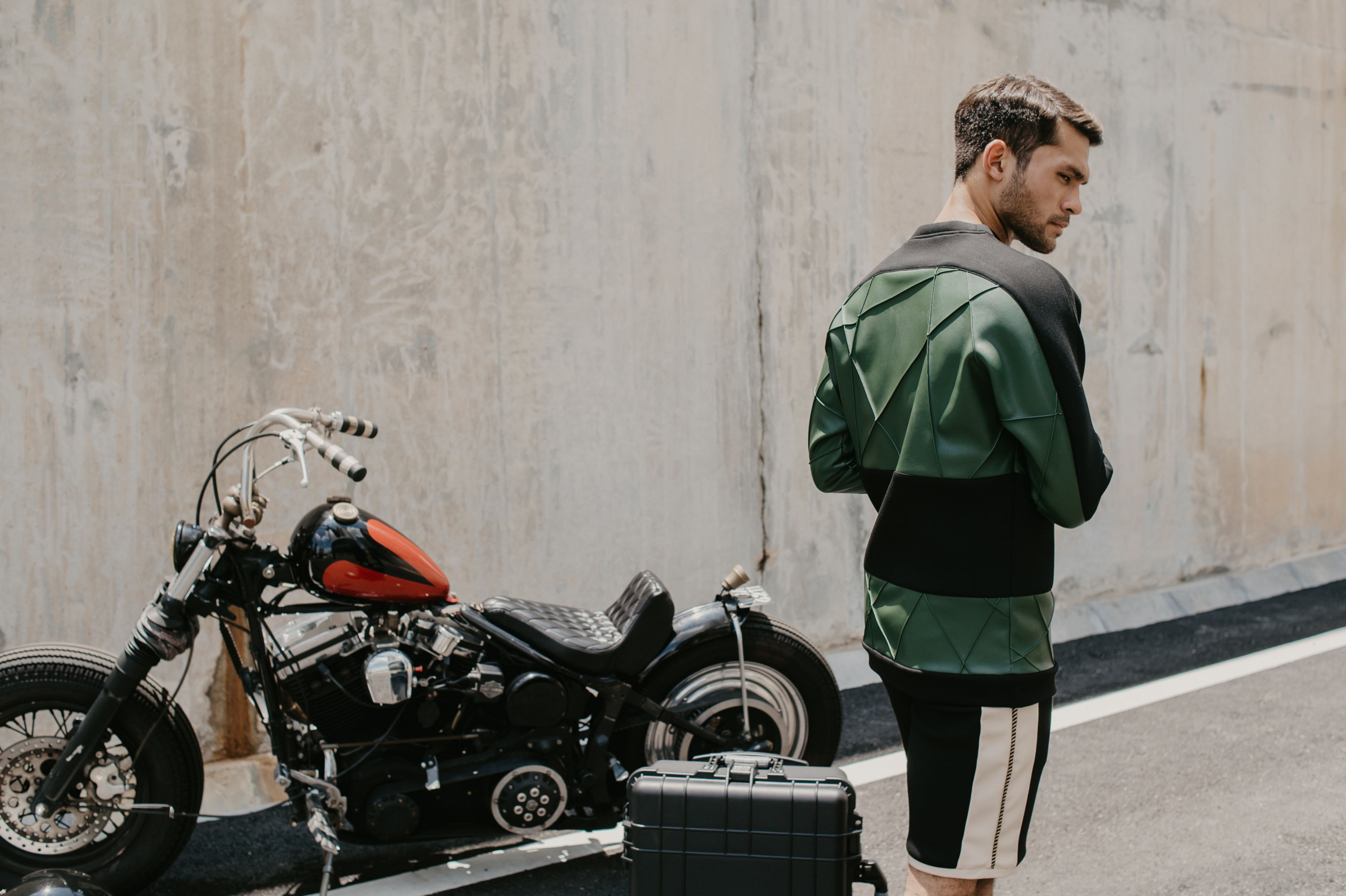 Duo Fabric Leather Jumper (Green Leather With Beige Neoprene) Duo Fabric Leather Jumper (Green Leather With Beige Neoprene)