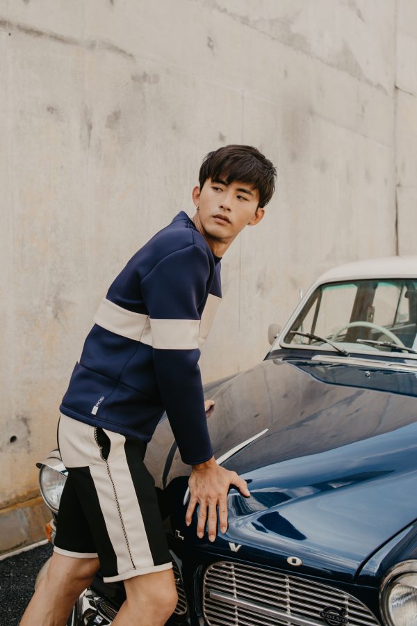 “E” Panels Neoprene Jumper (Midnight blue)