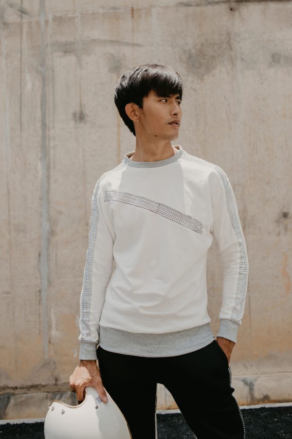 Basic Neoprene With Stud’s Embellishment Jumper (White)